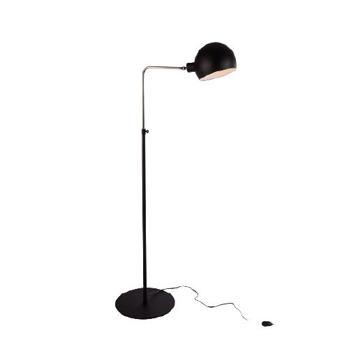 Lampara de pie E27 90 grados negra con cromo